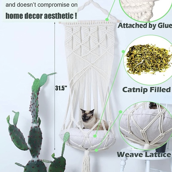 ✨🌌 Organic Cat Nip infused Macrame Cat  Bohostyle Beds🌌 - Picture 7 of 11